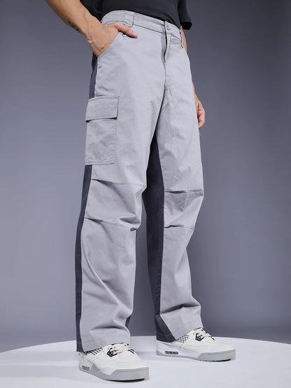 Men’s Grey Utility Cargo Pants – Relaxed Fit Casual Streetwear Trousers (S to 6XL)