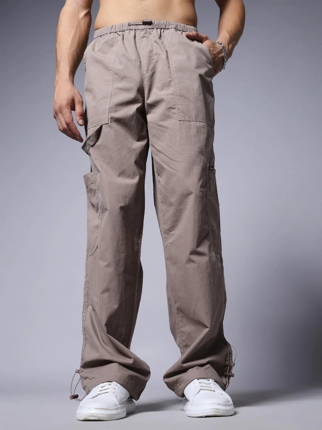 Men’s Taupe Utility Cargo Pants – Relaxed Fit Casual Streetwear Trousers (S to 6XL)