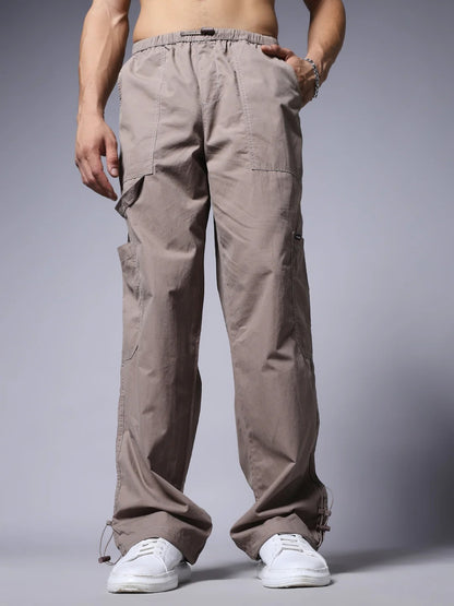 Men’s Taupe Utility Cargo Pants – Relaxed Fit Casual Streetwear Trousers (S to 6XL)