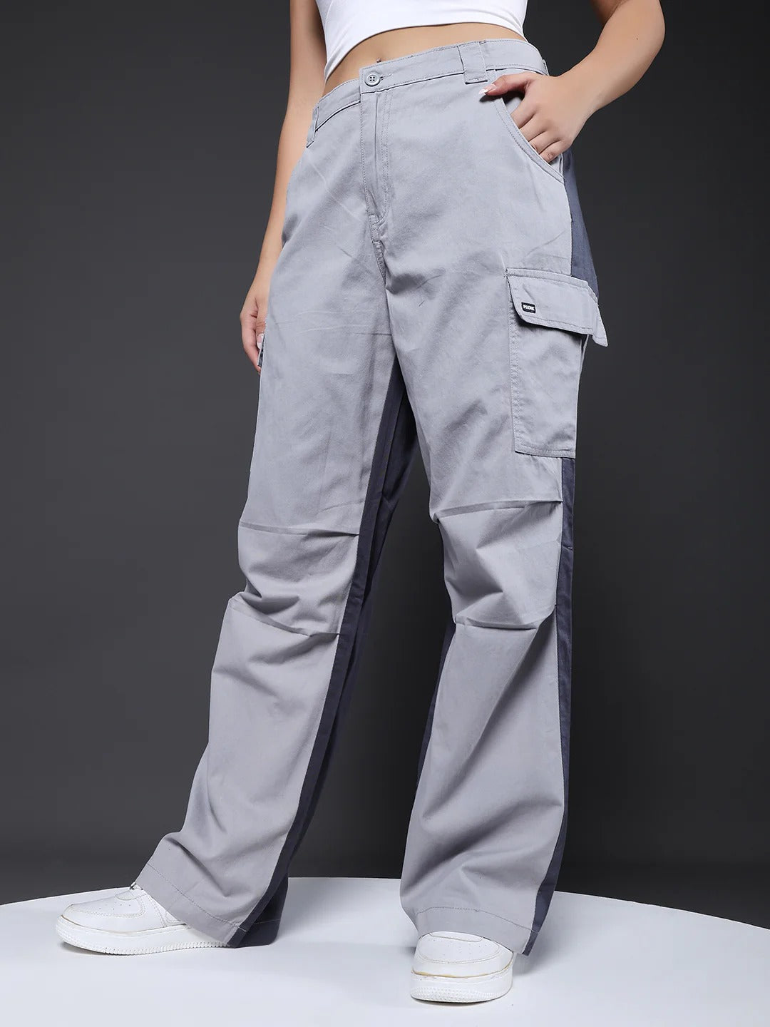 Men’s Grey Utility Cargo Pants – Relaxed Fit Casual Streetwear Trousers (S to 6XL)