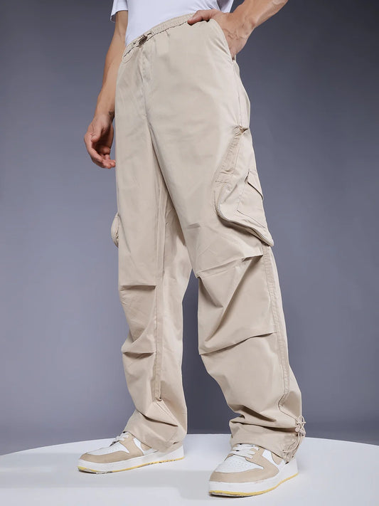 Men’s Beige Utility Cargo Pants – Relaxed Fit Casual Streetwear Trousers (S to 6XL)